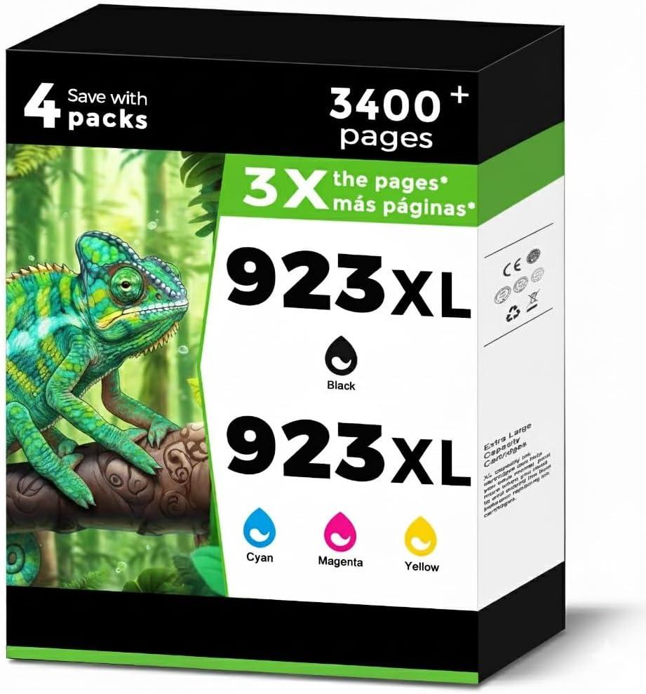 923XL (923e) Ink Cartridges Fit for HP OfficeJet Pro 8130e 8135e 8125e Printers Replacement for 923 e XL for HP923 8122e 8138e 8139e 8124 8124e 8125e 8130 8132e 8134e Black Cyan Magenta Yellow 4 Pack