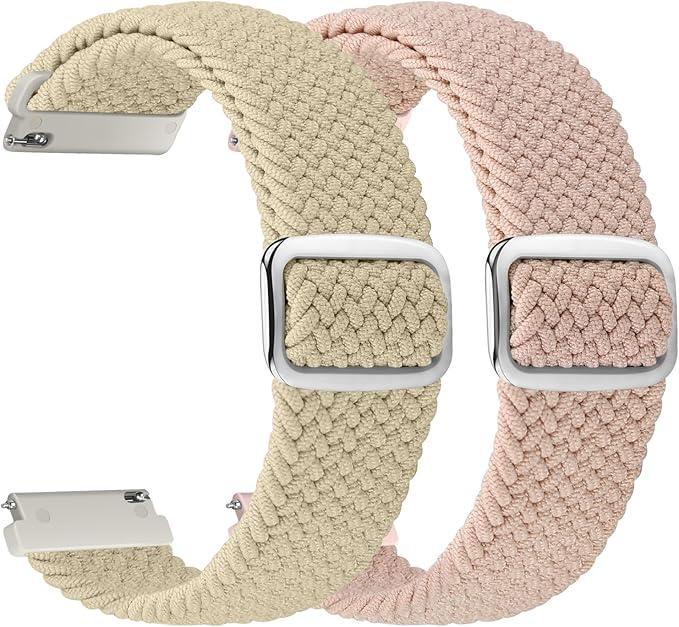 2 Pack Quick Release Braided Bands - 22mm Solo Loop Adjustable Soft Band for Women Men