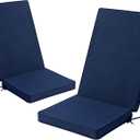 Adirondack Chair Cushions Set of 2 - Removable Covers, Water-Repellent & Fade-Resistant Faux Linen, Securing Straps, Non-Slip Bottom, Fit for Most Outdoor Adirondack & Rocking Chairs - Navy