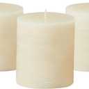 Simply Soson 3x3 inch Ivory Pillar Candles Set of 3, Rustic Texture, Unscented Ivory Candles, Dripless Candles, 3 inch Pillar Candles Ideal as Wedding, Parties, Spas, Dinner, Home Decoration, Church