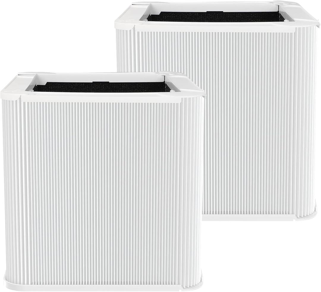 2 Pack 211+ True HEPA Replacement Filter Compatible with Blue Pure 211+ Air Cleaner Purifier, Foldable Particle and Activated Carbon Replacement Filter