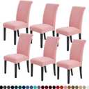 Joccun Chair Covers for Dining Room Set of 6,Dining Chair Slipcovers Stretch Dining Room Chair Covers Seat Protector,Washable Parsons Chair Cover for Home,Banquet(Dusty Pink,6 Pack)