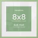 Homeforia 8x8 Sage Green Frame, High End Metal 8 x 8 Square Picture Frames with Mat 6 by 6 Photo, 8x8 Display Frame Matted to 6x6 Print, 8by8 Wall or Tabletop Frames, Tempered Glass, Wall Kit, Set of 1