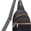 Anti Theft Crossbody Bags for Women Travel Chest Sling Bag Leather RFID Purse Fanny Pack Black