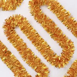 50FT Christmas Tinsel Garland, Xmas Metallic Tinsel Twist Hanging Garland for Christmas Tree Indoor Outdoor Holiday Party Decoration (Gold)