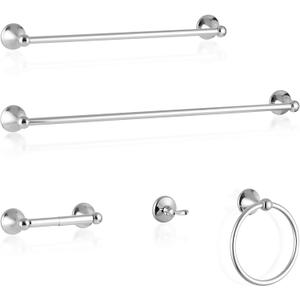 Chrome 5 Piece Bathroom Accessories Set Towel Rack Set Adjustable Expandable Bathroom Hardware kit Towel Bar for Bath Wall Mounted
