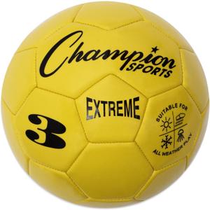 Champion Sports Extreme Series Soccer Ball Sizes 3, Soft Touch, All Weather, High Air Retention, Youth & Adult League Balls for Training, Games, Outdoor & Indoor Play, Multiple Colors (Yellow)