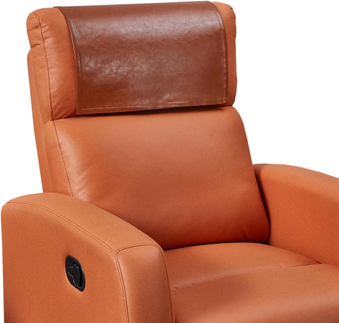 Non Slip Recliner Headrest Protector Washable Faux Leather Headrest Covers for Recliner Chair Waterproof Couch Head Rest Covers for Sofa,Furniture,Office Chair,Theater Seat (Brown)