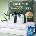 DECOLURE 100% Viscose Derived from Bamboo Sheets Queen Size - Luxury Only 4 Pc Naturally Cooling Sheets, Ultra Soft Bed Set - Deep 17" Pockets, Durable Double Stitching, Oeko Tex Standard (White) No Pillow Cases