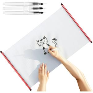 ForraFun Reusable Water Drawing Writing Cloth Canvas Paint Board with 3 Pcs Brushes 27 x 16 Inches Chinese Calligraphy Mat Water Canvas Paint for Calligraphy Meditation Practice Gifts
