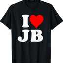 I Love JB Heart Gift T-Shirt, Size Medium