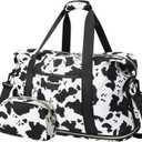 Expandable Travel Duffle Bags Weekender Overnight Bags for Women Men Hospital Bag for Women Labor Delivery with Toiletry Bag Waterproof (Large, Cow Print)