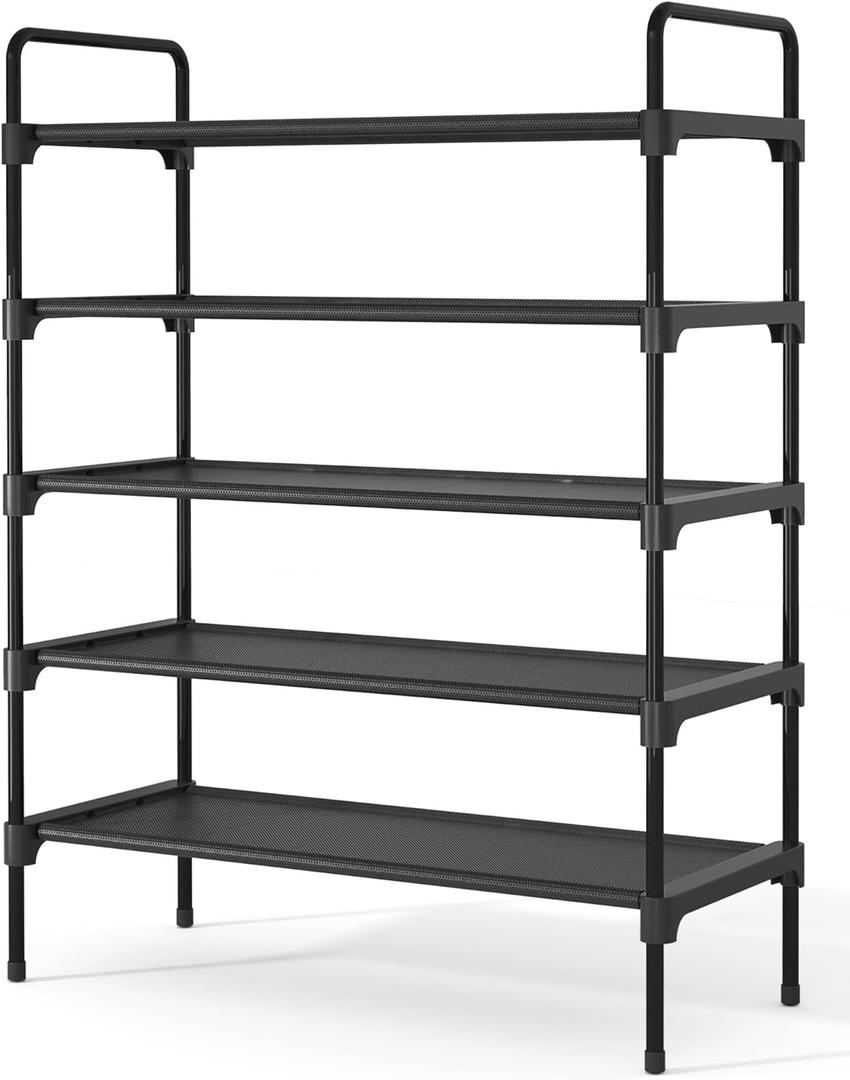 Kitsure Shoe Rack for Closet, Sturdy and Long-Lasting Shoe Shelf, Shoe Rack for Entryway, Personalized DIY Shoe Organizer, Shoe Rack Organizer for Space-Saving, 27.6" x 11.8" x 36.6", Black (27.6" Wide - 5 Tier)