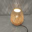 URLIGHTS Table Lamp with Double Layer Woven Shade Wood Base,Desk Bedside Small Lamps with 6ft Power Cord, 110V Plug, Dimmable E26 Socket (Bulb Included) for Living Room Night Stands Bedroom