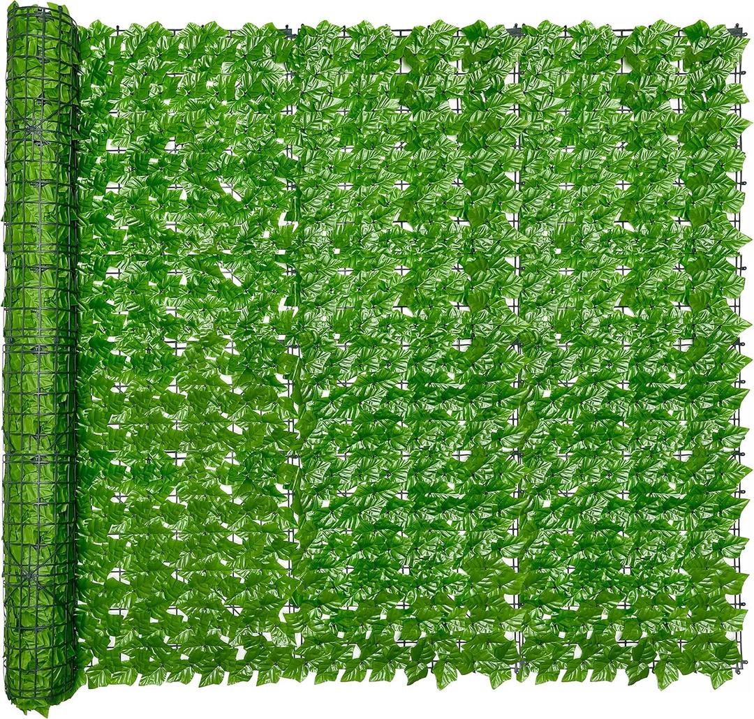 Bybeton Artificial Ivy Privacy Fence Panels, 60" X 120" UV-Anti Light Green Faux Vines Leaf Grass Wall for Patio Balcony Privacy, Garden, Backyard Greenery Wall Backdrop and Fence Decor.