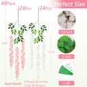 48Pcs Artificial Wisteria Hanging Flowers, 3.6Ft/Pcs White & Pink Fake Wisteria Garland for Wedding Party Home Garden Indoor Outdoor Decoration