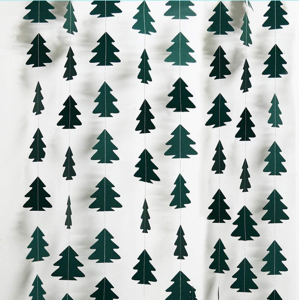 Cheerland Dark Green Pine Tree Garland Camping Decorations Woodland Theme Baby Shower One Happy Camper Birthday Party Decoration Camp Classroom Decor Hanging Glamping Streamers Bday Photo Backdrop
