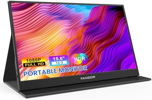 FANGOR Portable Monitor, 15.6" FHD 1080P Travel Monitor for Laptop, Ultra-Slim HDR IPS Computer Gaming Display, USB-C HDMI Screen Extender with Smart Cover for Laptop PC Phone Mac Xbox PS4/5 Switch