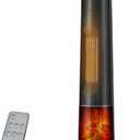 Tower Heater for Indoor Use - Portable Electric Space Heater Large Room with 3D Flame, Remote, Adjustable Thermostat, 2 Heat Modes, Multiple Safety Protection, 12H Timer, Quiet (Black)