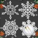 4 Pcs Winter Snowflake Placemats 12 Inch Crochet White Snowflake Table Mats Lace Doilies Vintage Embroidered Placemats for Dining Room Cup Wedding Vase Winter Party Decorations