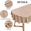 Wolkemer Faux Linen Oval Tablecloth Heavy Duty Wrinkle Resistant Fabric Table Cloths 60 x 84 Inch Flaxen Farmhouse Rustic Table Cover for Kitchen Dining Indoor Outdoor Tabletop Decoration