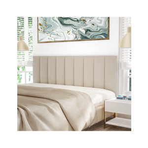 Tbfit Upholstered Tufted Floating Headboard for Queen Size Dorm Bed, Soundproof Peel and Stick, Wall Mounted, Pack of 9 Panels Sized 10” x 24”, Beige, Queen