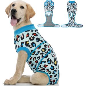 Kuoser Dog Recovery Suit for Dogs After Surgery,Professional Surgical Onesie for Female Male Dogs Spay Neuter,Soft Dog Surgery Suit Bodysuit for Abdominal Wounds Skin Disease,Blue Leopard (Medium (Back: 13.4" - 16.1"; Weight: 14 - 25LB))
