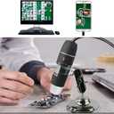 USB Digital Microscope 40X to 1000X, 8 LED Magnification Endoscope Camera with Carrying Case & Metal Stand, Compatible for Android Windows 7 8 10 11 Linux Mac (Not for iPhone/iPad)