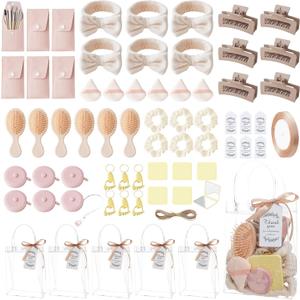 116Pcs Baby Shower Prizes for Game Winners Favors Gifts Set including Hair Clips Hair Brush Makeup Brushes Gift Bags for Baby Shower Party Guests Bridal Shower Favors (Beige)