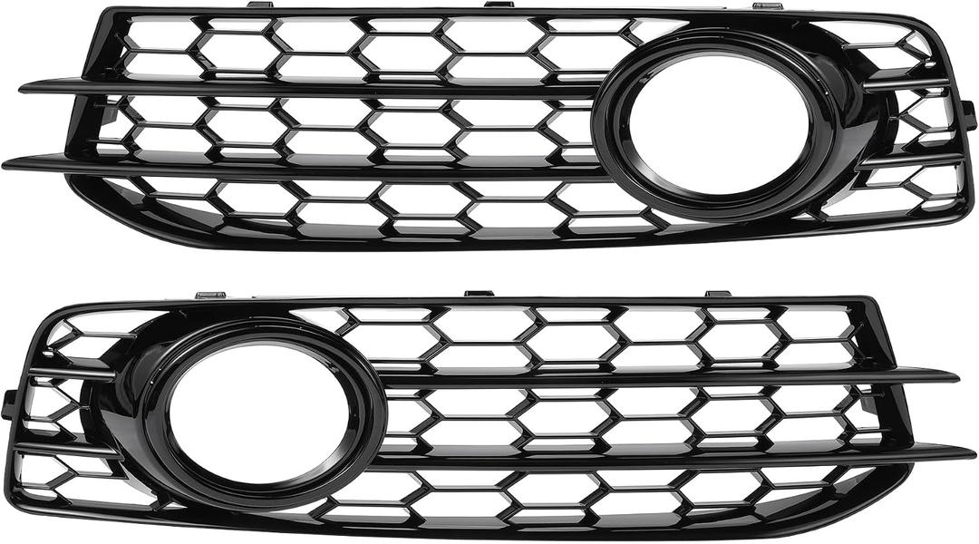 No.8P0807682K/8P0807681AF Fog Light Grill for Audi A3 2009-2012 Front Left Right Front Lower Bumper Fog Light Cover Inserts ABS 1 Pair Black