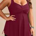 Aqua Eve Women Plus Size Tankini Swimsuit Two Piece Flowy Swimdress Bathing Suits with Shorts (Red, XL)