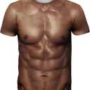 Goodstoworld Unisex 3D Fake Abs T Shirts Shredded Chest Printed Short Sleeve Costume Novelty Tees Shirt