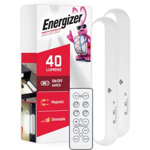Energizer Under Cabinet Light, 2 Pack, Battery Operated LED Lights with Remote, 40 Lumens, Wireless Under Cabinet Lighting, Under The Counter Lights for Kitchen, Closet, Pantry and More, 48635 (White)