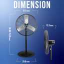 Tornado - 30 Inch Commercial Industrial 3 Aluminum Blade Stationary Pedestal Oscillating Fan, High Velocity 8500 CFM, UL Safety Listed, Black