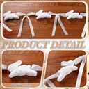 8.2ft White Flocked Easter Bunny Garland with Large Satin Bows, Handmade Rustic Farmhouse Spring Hanging Banner for Mantel, Fireplace, Wall Home Office Easter Party Decor