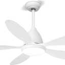Ceiling Fans with Lights and Remote, 52in Ceiling Fan Large Air Volume 6-Speed Adjustable, Silent Motor Reversible 5 Blades Low Profile Air Circulation Ceiling Fan Lights for Bedroom Living Room Patio