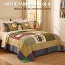 100% Cotton Patchwork Quilt Set Queen,Farmhouse Bedding,3-Piece | Breathable 100% cotton patchwork design,lightweight all-season comfort for master guest cottage or cabin bedrooms