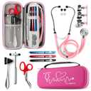 Primacare KB-9397-PK Stethoscope Case, Supplies Included, Pink with Multiple Compartments, Portable and Lightweight First Aid Kit Bag with Vital Medical Supplies, Nursing Accessories for Nurses