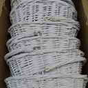 Barydat 6 Pcs Small Wicker Picnic Basket with Handle Flower Girl Baskets Oval Willow Woven Braided Gift Basket for Weddings Baby Shower Summer Home Garden Decor(9" X 7" X 4",White)