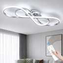 68W Modern LED Ceiling Light 31.5" Dimmable Ceiling Light with Remote & APP Control, 3000K-6000K Flush Mount Ceiling Lamp for Kitchen Living Room Bedroom (Chrome)
