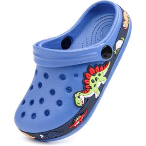 Miamooi Toddler Girls Boys Clogs Cute Cartoon Garden Water Clogs Little Kid Non-Slip Slides Indoor Outdoor Waterproof Beach Sandals Slip-on Beach Pool Shower Slippers Water Shoes, 12 Little Kid, A5/Dinosaur Blue