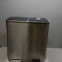 mDesign Metal Steel 16 Gallon/60-Liter, Dual Compartment Step Trash Can; Double Bin Trash Can/Recycler Combo for Kitchen; Holds Garbage, Recycling; Features Two Removable Liner Buckets, Brushed Chrome