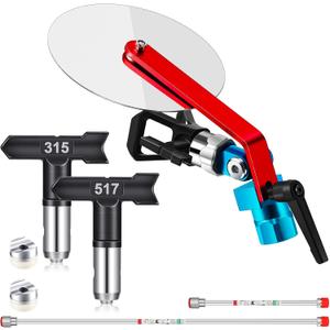 7 Pieces Paint Sprayer Airless Spray Guide Accessory Tool Guide Edge Spray Tool with 12 Inch, 30 Inch Extension Pole, 315, 517 Spray Tip and Tip Guard for Airless Paint Spray Gun Sprayer Painting, 1 Count