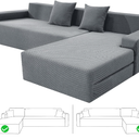 ZNSAYOTX Sectional Couch Covers, Stretch Jacquard Slipcovers with Elastic Bottom for L-Shape Sectional Sofa, 2 Pcs Pet Friendly Modular Sofa Protector (3 Seat Couch + 3 Seat Chaise, Army Green)