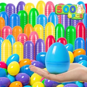 Jumlys 500 PCS 3.15" Plastic Easter Eggs Bulk, Fillable Colorful Eggs with Hinge, Empty Easter Eggs in 8 Colors, Perfect for Easter Hunt, Basket Stuffers Fillers and Easter Theme Party Favors