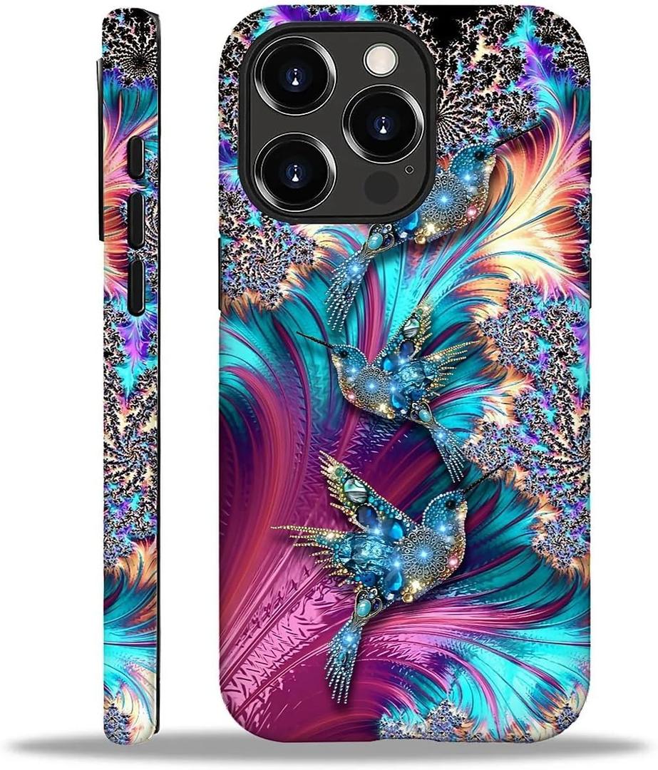 for iPhone 16 Pro Max Case with 2-in-1 Glossy All Inclusive Anti Fall Doublelayer Protection Soft TPU+PC Back Pattern Case Compatible with iPhone 16 Pro Max 6.7inch for Women Diamond Bird