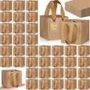 Kolldenn 50 Pcs Small Brown Gift Bags with Handles 4"4"4" Mini Kraft Paper Square Gift Bags Bulk with 50 Blank DIY Tags for Wedding Birthday Graduation Shopping Business Party