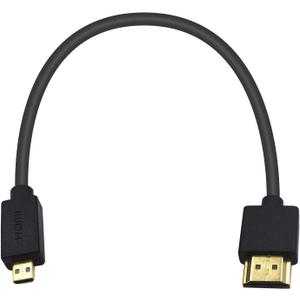 Duttek Micro HDMI to HDMI Cable 1FT/30cm, Extreme Slim Short HDMI to Micro HDMI Cable Support 18Gbps, High-Speed, 4K@60Hz, 2160p, 48-Bit Color, 3D for Sony A6500, A7,Canon Camera (Male to Male)