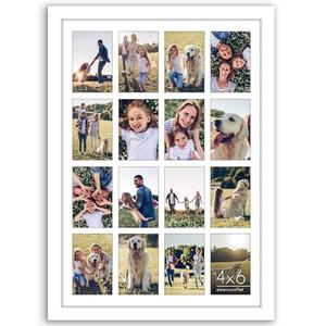 Americanflat 4x6 Collage Picture Frame with Polished Plexiglass - Multi Picture Frames Fit Sixteen 4x6 Photos or Use as One 18x26 Poster Frame for Wall Display - Signature Collection - White