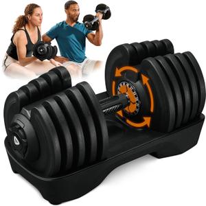 Lifepro Adjustable Dumbbell Set  5-25 lb Dumbbells Set of 2, Quick Change Rotating Hand Weights for Women//Men at Home Gym Weight System - 5-25 Pound, Ideal for Home Strength Training